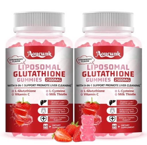 [BRSREFTRA4BBYALX] 2 Packs 2500MG Liposomal Glutathione Gummies Supplement - Support Skin & Liver Function, 98% Bioavailability, with L-Glutathione & Milk Thistle to Support Antioxidant & Enhance Immunity