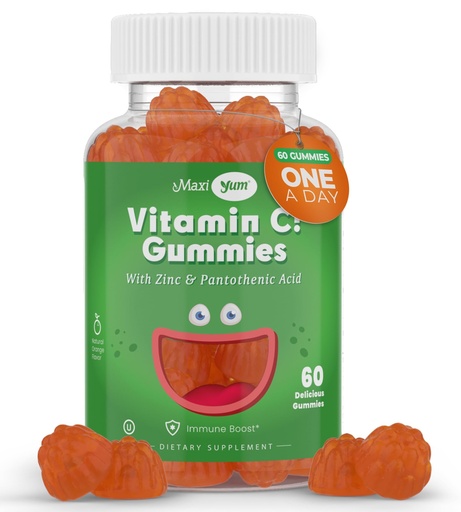 [BRSWGEADBYNGA2D2] Maxi Health Vitamin C Gummies with Zinc – Vitamin C and Zinc Gummies for Kids & Adults – Immune Support + Respiratory Support – No Artificial Flavors or Preservatives Kosher – 60 Gummies
