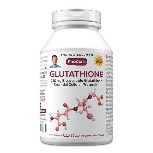[BRSWYZYZC4NAOCQ3] ANDREW LESSMAN Glutathione 250 mg - 60 Capsules - Powerful Antioxidant, Reduces Oxidative Stress. Bioavailable, Protects Cells, Tissues, Organs. Supports Immune Health. Easy-to-Swallow Capsules.