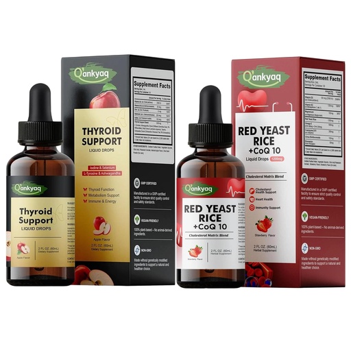 [BRSRGZIKBF6Q22TF] Q'ankyaq Thyroid Support Liquid Drops, Red Yeast Rice with CoQ10 Liquid Drops, Thyroid Support for Women, 1200mg Red Rice Yeast Extract for Cholesterol Health