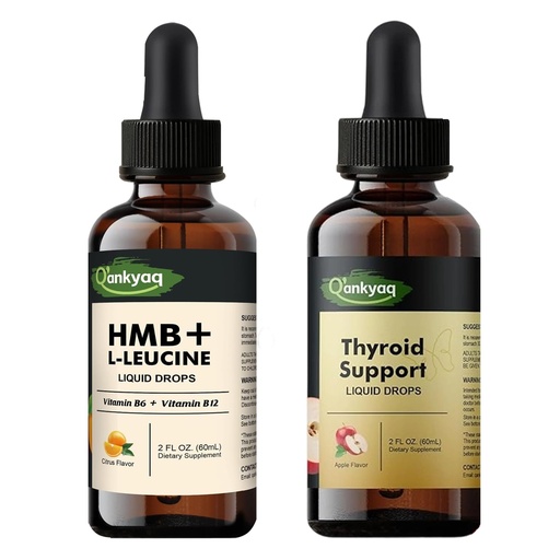 [BRSRGZIPOIPW2335] Q'ankyaq Thyroid Support Liquid Drops and HMB L-Leucine Liquid Drops