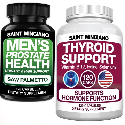 [BRSROAQFOUMBA3IV] Thyroid Support Supplement 120 Capsules - with - Men's Prostate Health Supplement - 120 Capsules
