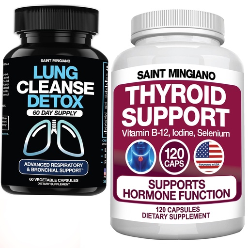 [BRSREHT2PIJQYCLG] Thyroid Support Supplement 120 Capsules - with - Lung Cleanse Detox, 60 Day Cleanse - Supports