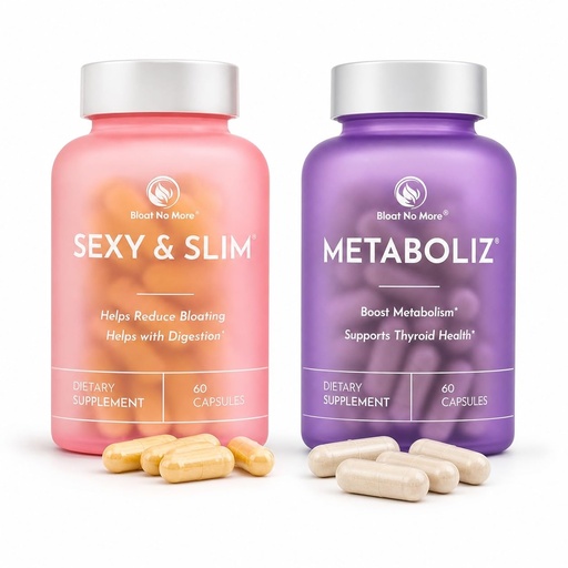 [BRSRGCALDFYAKF3A] Bloat No More Women's Health Bundle | Digestive Enzymes for Bloating Relief + Metabolism Booster with Thyroid Support | Fenugreek, Dandelion, B12, Iodine & Zinc