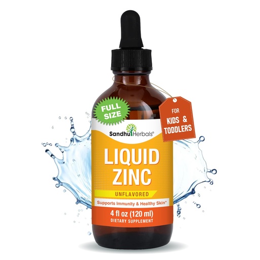 [BRSRAYYNDNYBUHLA] Liquid Zinc Drops for Kids, Toddlers, Babies & Adults | Unflavored 4 Fl Oz Large Pack | Ionic Zink Sulphate Supplements | for Immune Support & Skin Care | Easy to Take, Water Soluble