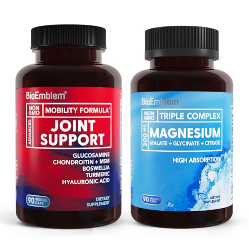 [BRSRAAT5CUPRG3T2] BioEmblem Triple Magnesium Complex and Joint Support for Enhanced Joint Health, Vegan, Non-GMO
