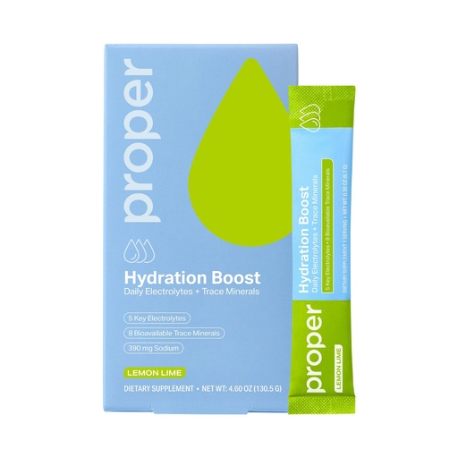 [BRSRECYOAUCG2HTH] Proper Hydration Sticks – Electrolyte Powder Drink Mix Packets with Trace Minerals for Rapid Hydration – Naturally Flavored – No Artificial Sweeteners – Lemon Lime, 15 Servings