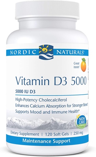 [BRSWGY3YO4BQEADU] Naturales nórdicos Pro Vitamina D3 5000, Naranja - 120 Mini geles blandos - 5000 UI Vitamina D3 - Apoyos Huesos saludables, Mood &amp; Immune Función del sistema - No GMO - 120 Servimientos