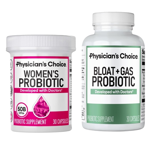 [BRSRAHQNBMFBEAI3] Physician's CHOICE Women’s Probiotic 30ct + Bloat & Gas Probiotic 30ct - Advanced Digestive Health Bundle for Women