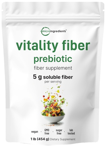 [BRSRAGL7PIPAGF34] Micro Ingredients Vitality Prebiotic Fiber Powder, 1lb | Easy Mix Powder for Digestive & Gut Health | Daily Prebiotic Soluble Fiber Supplement for Women and Men | Unflavored, Sugar Free & Vegan