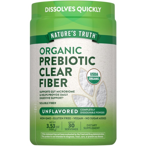 [BRSRGZD3CV5BO2Y3] Nature's Truth Prebiotic Fiber Powder Supplement | 3.53 Oz | Unflavored, Sugar Free and Organic | Vegan, Non-GMO & Gluten Free