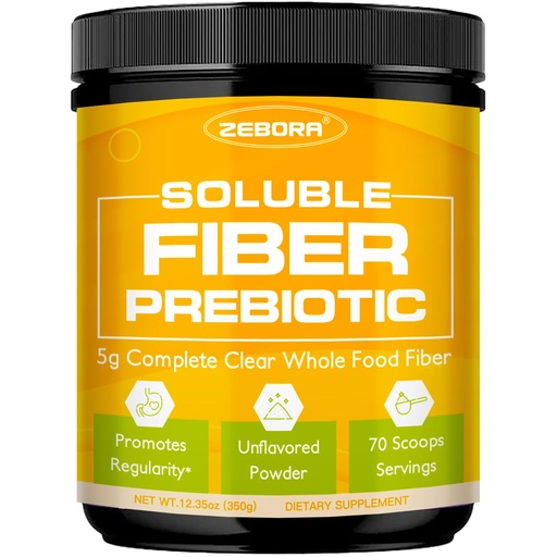 [BRSRAAT5CMARO332] ZEBORA Fiber Supplement Powder, Soluble Prebiotic Fiber Powder Unflavored with Acacia for Digestive Health, Regularity and Hunger Control No Sugar Added, No Grit, Gluten Free, 70 Servings