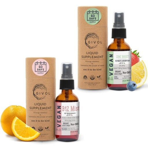[BRSRAZADCICR4ADP] Organic Vegan Vitamin B12 Supplement Liquid Mist for Quick Absorption 5,000mcg Methylcobalamin and ZINC Boost Mist 40mg (Extra Strength) - Sugar Free with VIT C and Elderberry Extract - Non-GMO