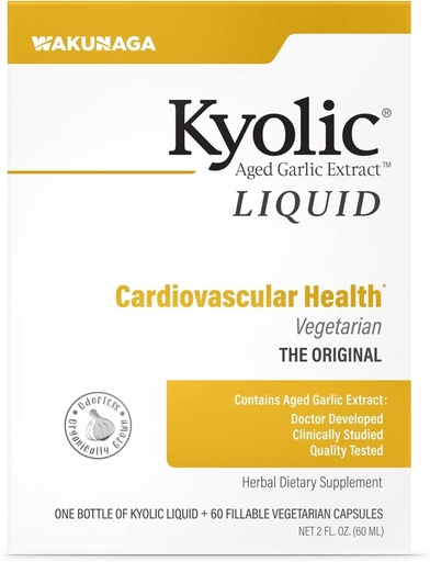 [BRSWIYTYO4HRCAIV] Kyolic Aged Garlic Extract Liquid Vegetarian Cardiovascular, 2 Ounce Bottle Plus 60 Refillable Capsules (Packaging May Vary)