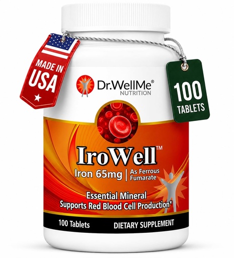 [BRSRMCALOYFW2ETK] Irowell Iron Tablets 65mg – 100 Tablets for a Full 100-Day Supply Ferrous Fumarate for Energy, Muscle Strength & Immunity – Iron Supplement for Men & Women