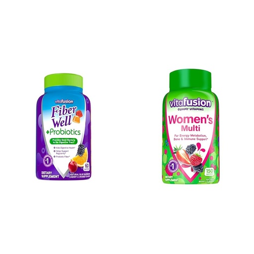 [BRSRAYYYB57B62A4] Vitafusion Fiber Well + Probiotics Gummies for Adults, 60 Count Womens Multivitamin Gummies, Berry Flavored Daily Vitamins for Women, 150 Count