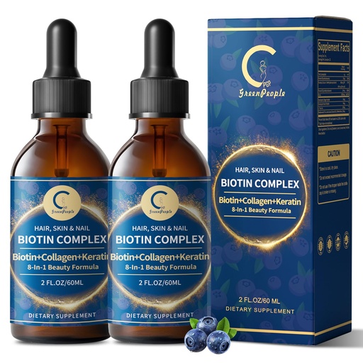 [BRSREHQRPJ5GMDLG] Liquid Biotin & Collagen Drops 20,000mcg--High Potency Hair Growth Vitamin Support - Biotin and Liquid Collagen Supplement for Women & Men - Glowing Skin Support, Healthy Hair & Nail Growth - 4 Fl Oz