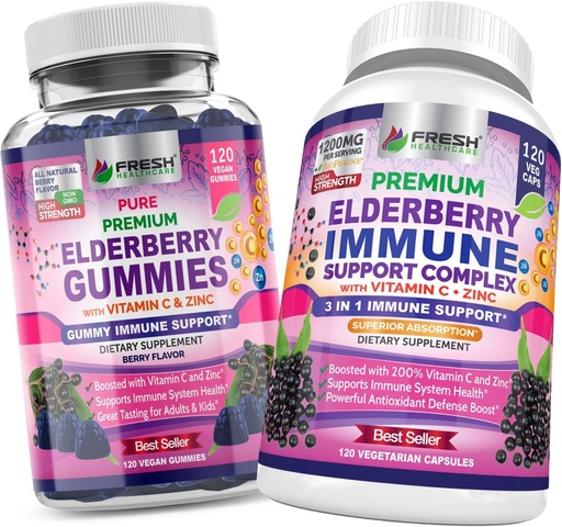 [BRSWYFABA4MQOGQZ] FRESH HEALTHCARE Elderberry Gummies and Elderberry Immune Support Complex