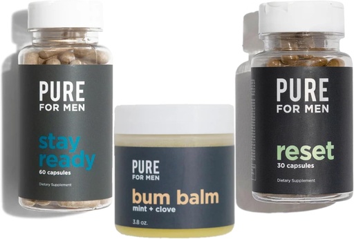 [BRSRABI7O4BQ4AD4] Pure for Men Stay Ready Fiber (120 Count), Bum Balm & Reset (30 Count) Bundle