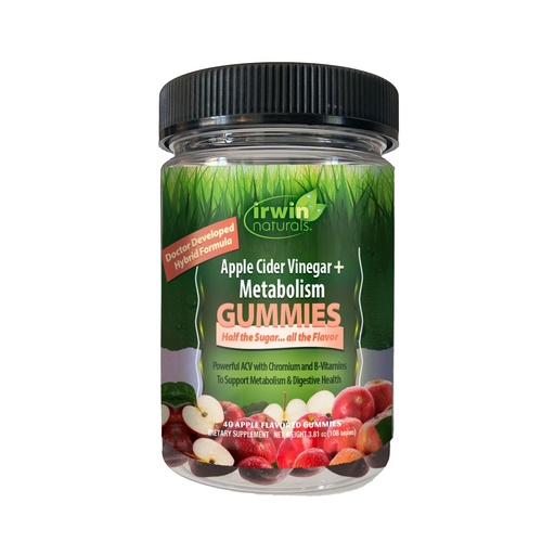 [BRSREBQ7B4MWEEY2] Irwin Naturals Gummies Apple Cider Vinegar + Metabolism, 1000mg, Chromium for Energy & Digestive Support, Vegan, 40 Gummies