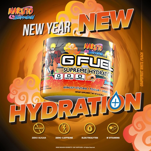 [BRSROAIFBUPGMAAZ] G Fuel Naruto Sage Supreme Hydration, Electrolyte Powder Mix for Energy & Focus, Sugar & Caffeine Free Supplement with Essential Vitamins & Minerals, Grapefruit WhitePeach Flavor, 3.3 oz - 30 Servings