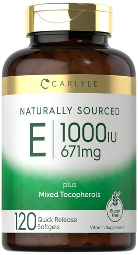 [BRSROCAEPMNQ42D3] Carlyle Vitamin E 1000 IU Softgels | with Mixed Tocopherols | 120 Pills | Naturally Sourced Supplement | Non-GMO and Gluten Free Formula