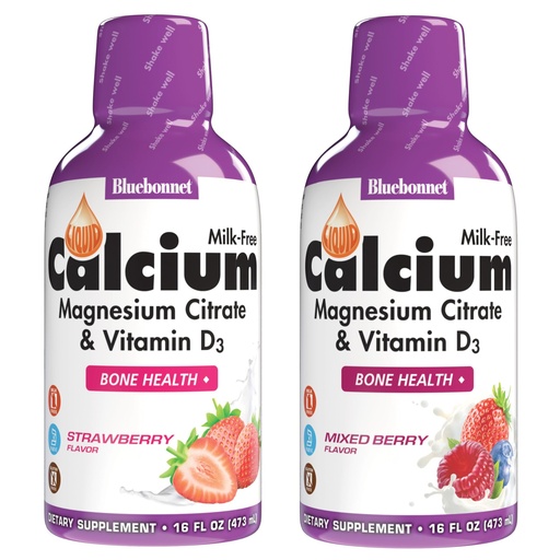 [BRSRABITBMBGOG3O] Bluebonnet Nutrition Liquid Calcium Magnesium Citrate & Vitamin D3 Daily Bone Support Supplement - Strawberry & Mixed Berry Bundle