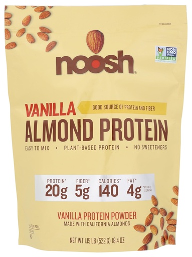 [BRSWGGAYOR6RSCQ4] NOOSH Plant Based Almond Protein Powder Vanilla 41 Gram - Vegan Protein Powder, All Natural Ingredients, Non-GMO, Gluten Free, Kosher, Peanut Free, Soy Free, Dairy Free (Vanilla)