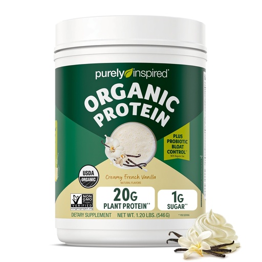 [BRSWIGLZAUOR42D4] Purely Inspired Plant-Based Protein Powder for Men & Women, Creamy French Vanilla (16 Servings) - Vegan & Organic - 20g of Pea Protein Powder for Smoothies & Shakes - Dairy-Free, & Gluten-Free