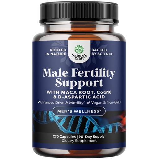 [BRSRMGQ5OINBAG3D] Pre Conception Male Fertility Supplement - Semen Volume Booster with CoQ10, Maca Root, Methyl Folate & D-Aspartic Acid - Mens Fertility Supplement for Sperm Motility - Conception for Him - 270 Count