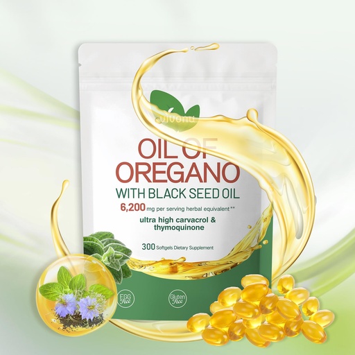 [BRSREADQOENAEYA4] VivoNu Oil of Oregano with Black Seed Oil, Balanced Oil of Oregano Capsules, Organic OreganoOil Softgels,Carvacrol,Thymoquinone