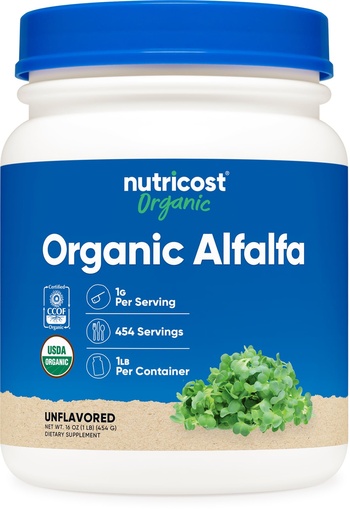[BRSWGAY3OJ5QMA3H] Nutricost Organic Alfalfa Powder 1LB, USDA Certified 100% Organic, GMO-Free | Vegetarian, Gluten-Free