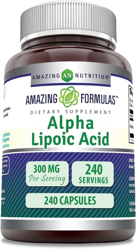[BRSROZQTAF5RSCD6] Amazing Formulas Alpha Lipoic Acid 300 mg Capsules Supplement | Non-GMO | Gluten Free | Made in USA (240 Count)
