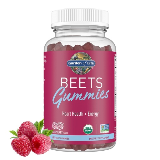 [BRSW2GIKBZ5A42AU] Garden of Life Organic Beet Root Gummies Made from Pectin with Antioxidants, Vitamin C, Vitamin D & B12 for Heart Health & Energy – BEETS Gummies – Vegan, Gluten Free, Non GMO, Raspberry, 30 Servings
