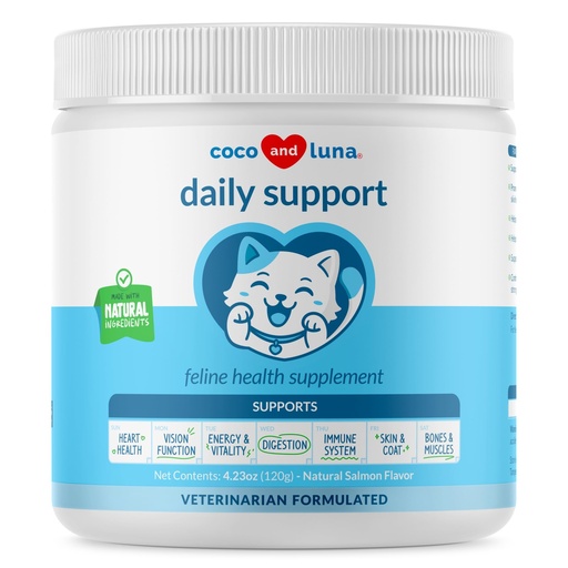 [BRSROHQEBF6AOE3L] Daily Support Multivitamin for Cats - 4oz Powder - L-Lysine, Taurine, and Spirulina for Immune Support and Eye Health - Fish Oil & Vitamins for Skin and Heart Health. (for Cats)