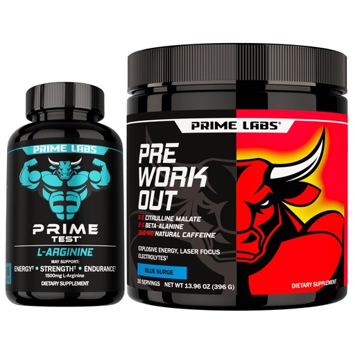[BRSREHYDDJ6GCDQV] Prime Labs L Arginine (60 ct) + Pre Workout Powder Supplements