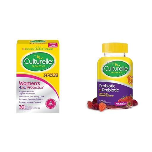 [BRSRAY33CMGWAF36] Culturelle Women's 4-in-1 Probiotics for Women Digestive & Vaginal Health with Daily Probiotic Gummies for Men & Women Digestive Health, 52 Count