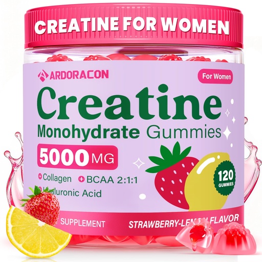 [BRSRGBAHOEIRMYI3] Creatine for Women, Creatine Monohydrate Gummies with Collagen, BCAAs & Hyaluronic Acid for Muscles, Booty & Energy, Sugar Free Creatine Gummies Post & Pre Workout Supplements for Women, 120 Ct