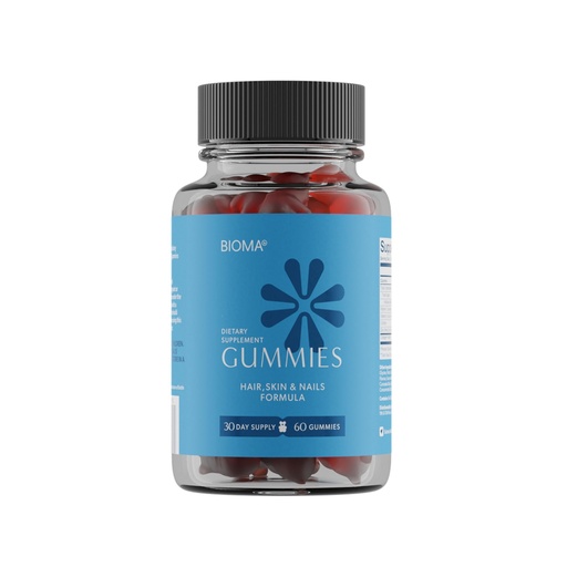 [BRSRACD2DJ4BO33D] BIOMA Hair, Skin & Nails Beauty Gummies - Supports Growth & Strength with Biotin, Collagen, Zinc & Vitamins C & D - Gluten-Free - 60 Gummies (30-Day Supply)