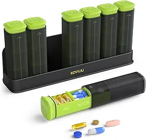 [BRSRAHAPPN5QOEI4] Weekly Pill Organizer 3X a Day, Detachable Pill Box 7 Day, Large 3 Times Daily Pill Case, Travel Pill Container Holder, Week Medication Dispenser Pillbox for Vitamin Supplement Medicine, Green