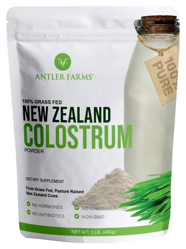 [BRSWGEIHAUMQODY2] Antler Farms 100% Pure New Zealand Colostrum, 30 Servings, 1 lb - Grass Fed, Pasture Raised, Clean Sourced, Cold Processed, Undiluted, High IgG Content