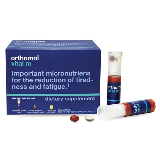 [BRSWYHTQC4FBA3DL] Orthomol Vital M – Daily Multivitamin for Men, Vitamins A, B, C, D3, E, K, Zinc, Iodine & Omega-3, Supports Energy, Vitality, Immune Health & Metabolism, 30-Day Supply, Liquid+ Capsules Supplement