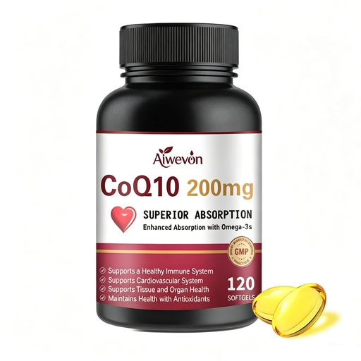 [BRSRGGLRA4MR6DQ2] CoQ10 200mg Softgels with PQQ & Omega 3, Coenzyme Q10 Ubiquinone Supplement, 120 Count, Co Q10 200 mg with Black Pepper Extract & Lecithin, Antioxidant Support, Cellular Energy & Heart Health