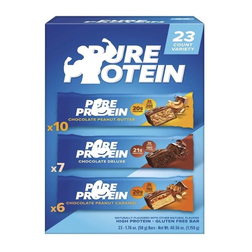 [BRSRGZIZCMNBOADU] Pure Protein Bars, Variety Pack, 1.76 oz, 23-count