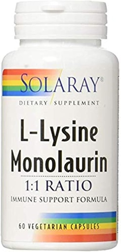 [BRSWGGLYBBYREDI4] Solaray L-Lysine Monolaurin 1:1 Ratio, 60 Capsules (2 Pack)