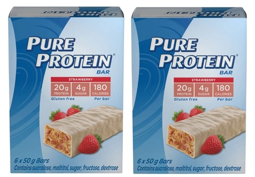 [BRSRMFIZOAMA2GQ3] Pure Protein Bars, Gluten Free, Strawberry, 50g/1.8oz., 6ct (2 pack)