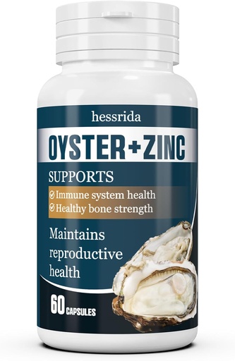 [BRSRAA3RBEHWEAIZ] Oysters Extract Capsules with Zinc Powder, Oyster Supplements for Men ＆ Women, Natural & Secure Oyster Pills, Help Immune System, Reproductive Systems & Bone Strength Health, 60 Capsules