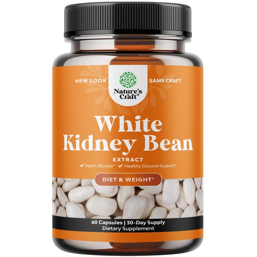 [BRSWGFQDDEHRUELP] White Kidney Bean Energy Booster - White Kidney Bean Extract Natural Energy Supplement and AMPK Activator Antioxidant Capsules - Dietary Fiber Natural Preworkout Supplement for Men and Women