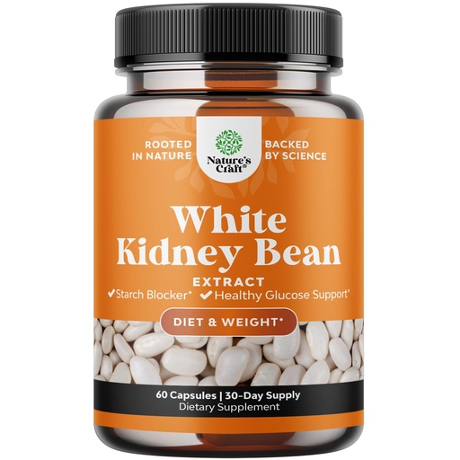 [BRSWIAQFOIIGMDA7] Natural White Kidney Bean Extract - White Kidney Bean Energy Booster AMPK Activator and Antioxidant Capsules - Digestive Health Dietary Fiber Supplement and Workout Supplement for Men and Women
