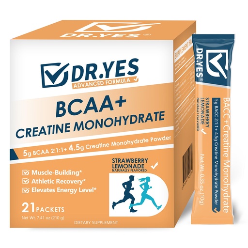 [BRSREYIDOIFWMCQV] DR.YES Creatine Monohydrate Powder, Boost Strength, Muscle Recovery for Men & Women, Keto & Vegan Friendly, Non-GMO, Rapid Absorption, 21 Stick Packs